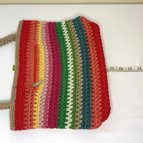The Sak Crochet Shoulder Bag Handbag Purse Multi Color Rainbow - Picture 8 of 11